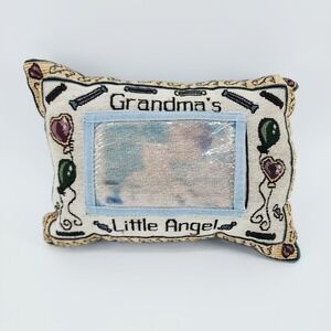 Vintage Grandma's Little Angel Tapestry Photo Frame Pillow Woven Thread Decor